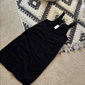 Irina Corduroy Overall Dress in Black